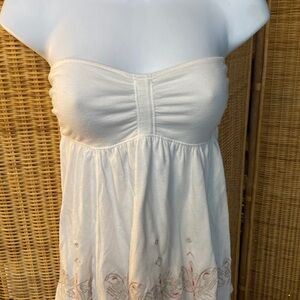 Y2K Strapless White Embroidered Dress